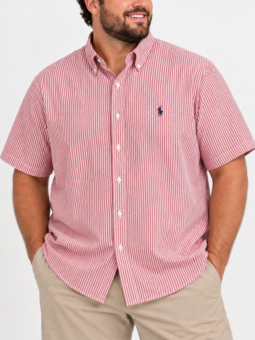 Polo Ralph Lauren Red Stripe Short Sleeve Button Down Shirt 2XLT